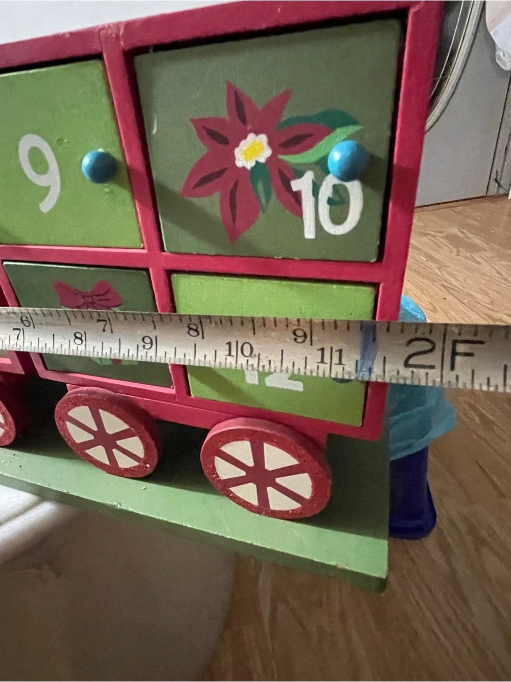 Rare Vintage Solid Wooden Train 25 Days Hope Chest to Christmas 23.5”